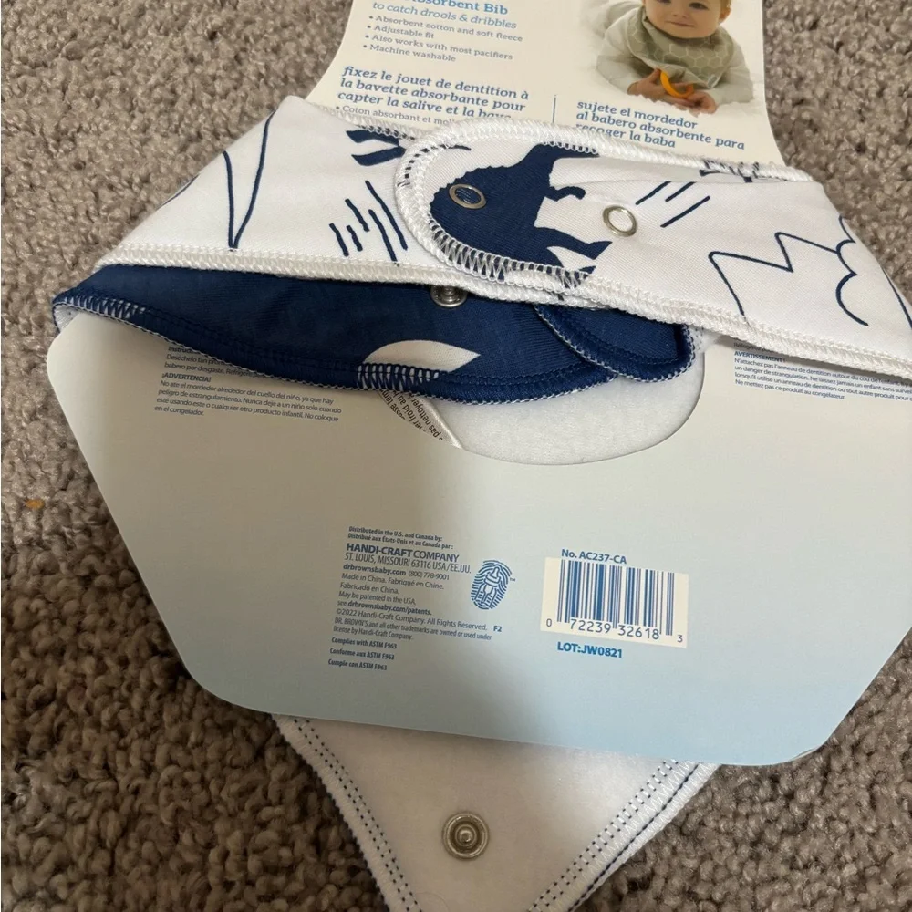 Blue and White Dinosaur Bandana Bib